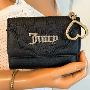 Juicy Couture Double Sided Trifold Bag Backpack Charm Hang Black Wallet NWT